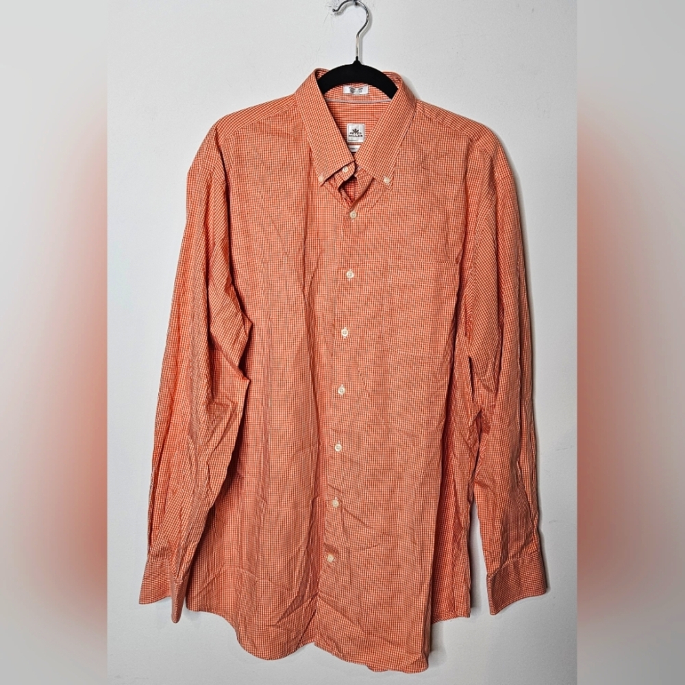 Peter Millar Crown Finish Orange‎ Mens XL Business Casual Longsleeve Button Down